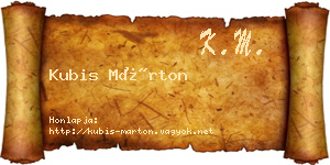 Kubis Márton névjegykártya